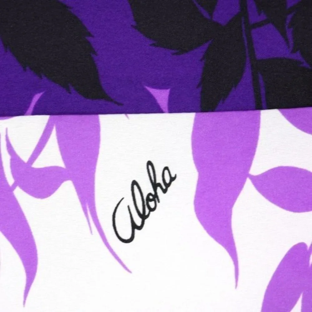 Vintage Royal Creations Hawaiian Camp Shirt‎ Purple White Floral Aloha M Medium